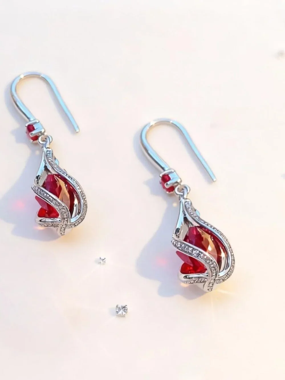 925 Sterling Silver Dangle Earrings for Women Cubic Zirconia Dangling Hoop Daint - Picture 5 of 6